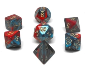 CHX26462 Red Teal/Gold Gemini 7PC Polyhedral Dice Set image 0