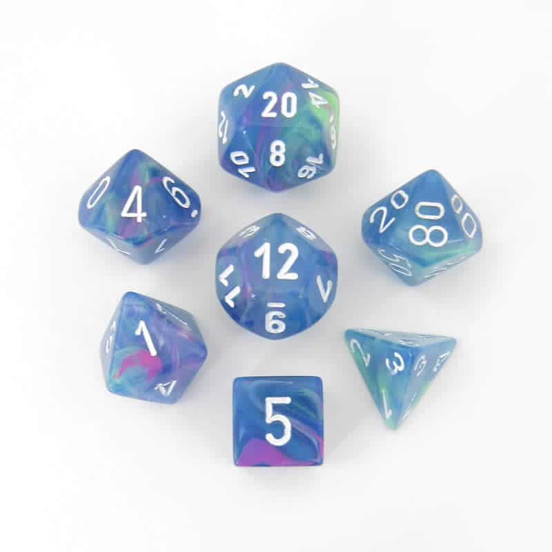 CHX27546 WATERLILY/WHITE 7PC POLY DICE image 0