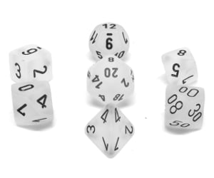 CHX27401 CLEAR/BLACK FROSTED 7PC POLYHEDRAL DICE SET image 0