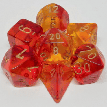 CHX26468 Gemini Translucent Red-Yellow w/Gold 7 Die Set image 0