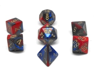 CHX26429 Blue Red/Gold Gemini 7PC Polyhedral Dice Set image 0