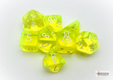 CHX30061 Lab Dice Neon Yellow/White Translucent 7pc Set image 0
