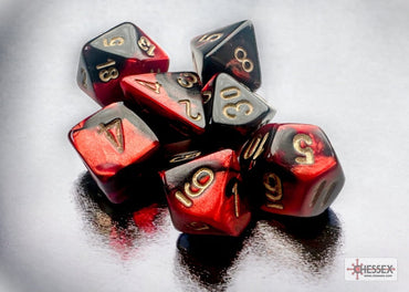 CHX20633 Mini Gemini Black-Red/Gold 7pc Polyhedral Dice Set image 0