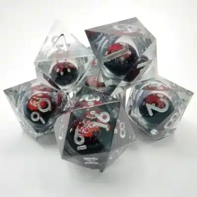 Liquid Core Smoke with Red Beholder 7p Polyhedral Dice Set image 0