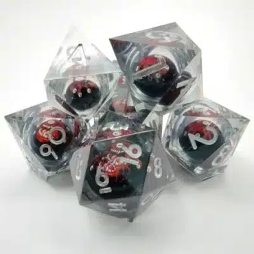 Liquid Core Smoke with Red Beholder 7p Polyhedral Dice Set image 0