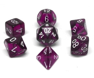 CHX23077 Purple/White 7PC Polyhedral Dice Set image 0
