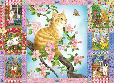 1000pc Blossoms and Kittens Quilt image 1