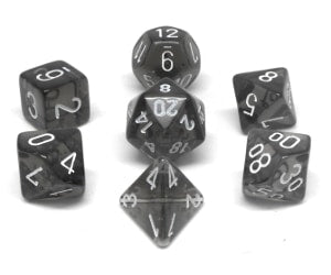 CHX23078 Translucent Smoke/White 7pc Polyhedral Set image 0