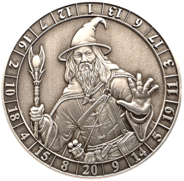 D20 Male Human Wizard Dice Coin image 0