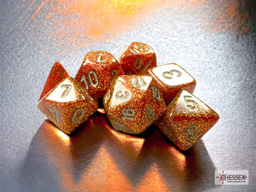 CHX20503 Gold/Silver Mini Glitter 7pc Poly Dice Set image 0
