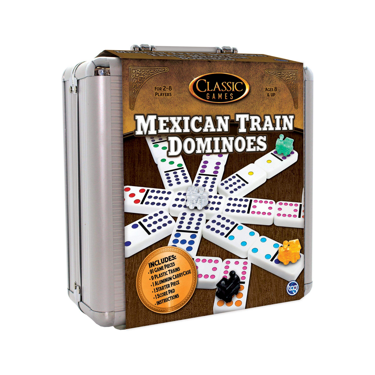 Mexican Train Dominoes Aluminum Case