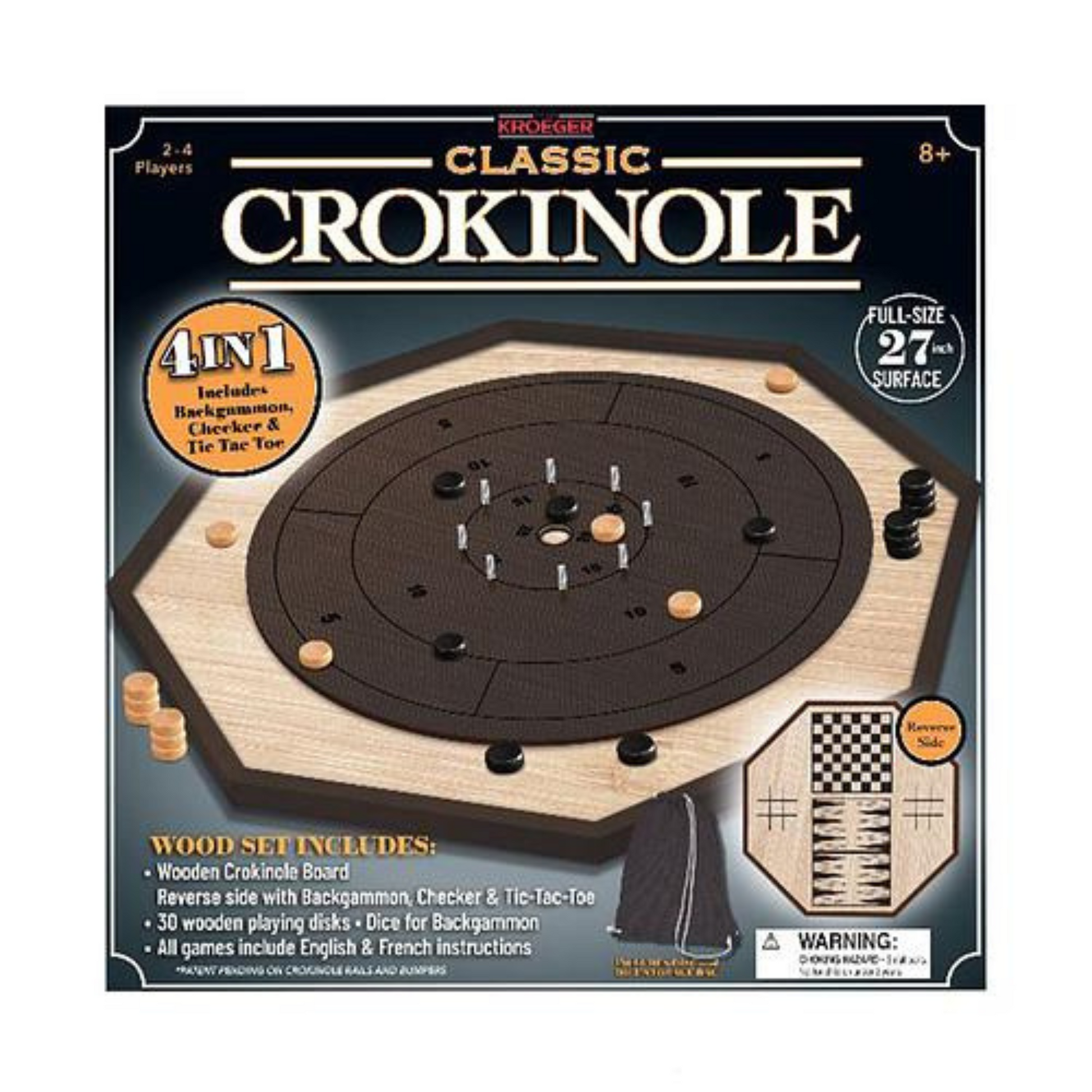 27" Classic Crokinole 4 in 1 - A Muse N Games