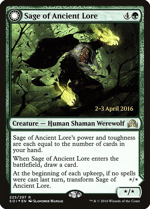 Sage of Ancient Lore // Werewolf of Ancient Hunger (225s) [Shadows over Innistrad Promos]
