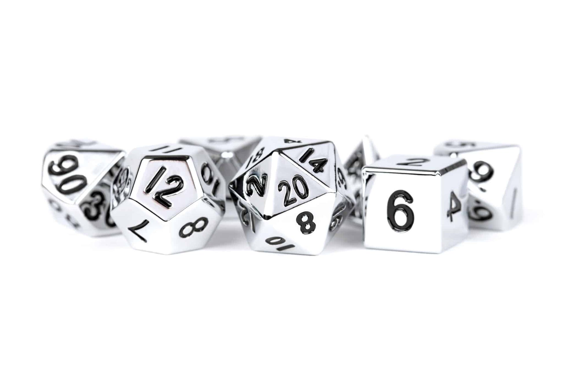 MDG Silver w/ Black Metal Dice 7pc Set image 0