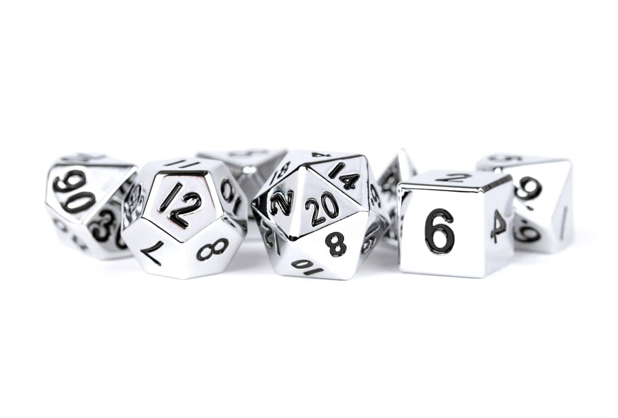 MDG Silver w/ Black Metal Dice 7pc Set image 0