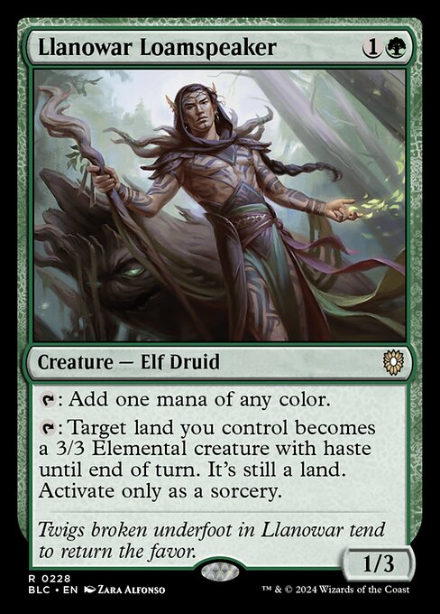 Llanowar Loamspeaker (228) [Bloomburrow Commander]