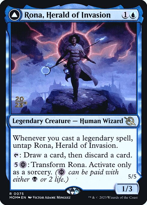 Rona, Herald of Invasion // Rona, Tolarian Obliterator (75s) [March of the Machine Promos]