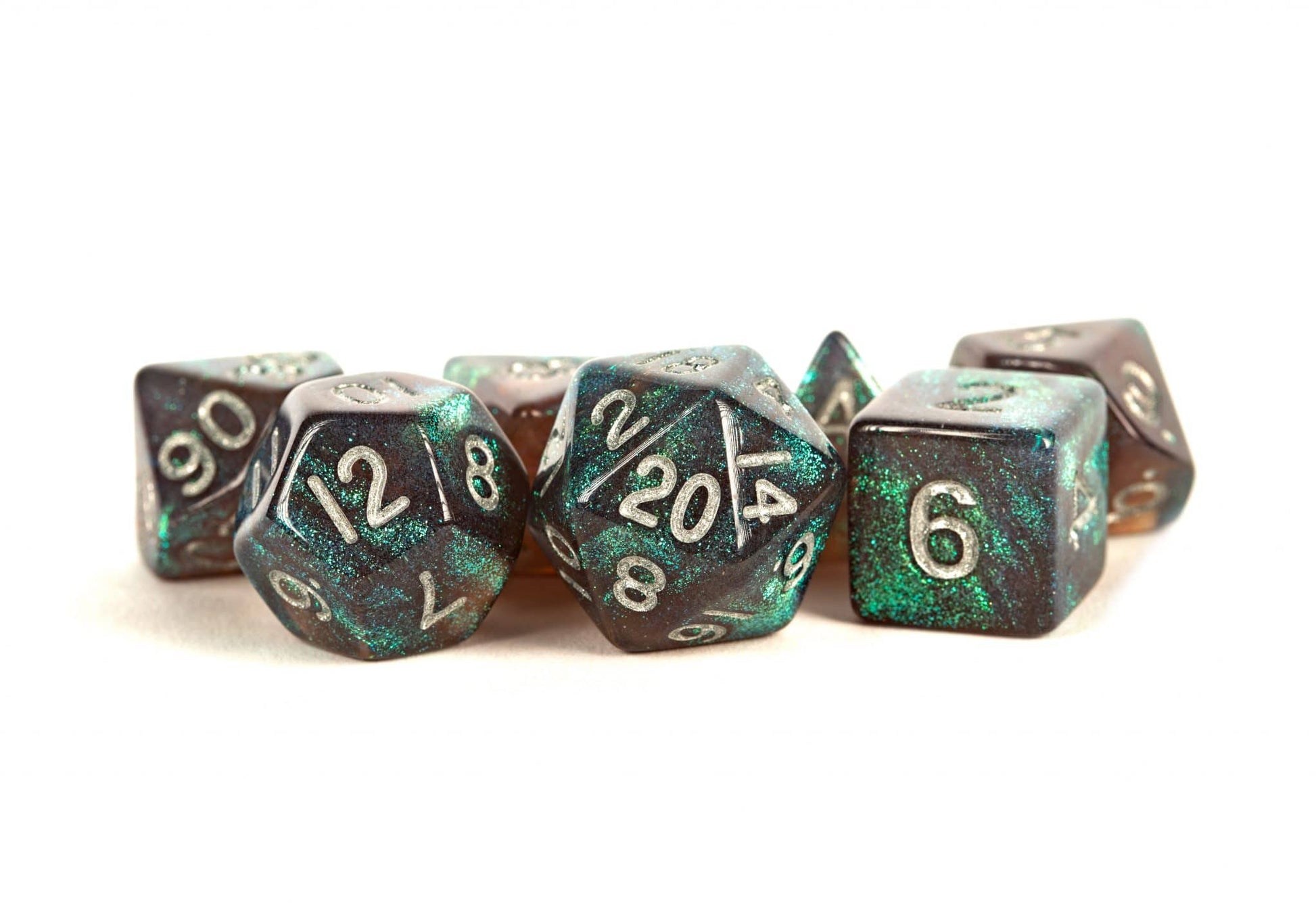 MD177 Stardust Gray w/ Silver Numbers Polyhedral Dice Set image 0