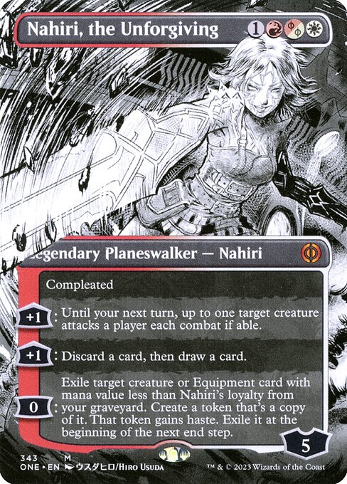 Nahiri, the Unforgiving (343) [Phyrexia: All Will Be One] [Showcase, Borderless]