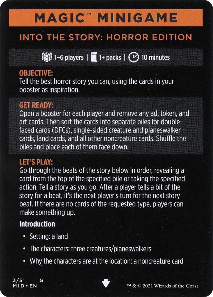 Magic Minigame: Into the Story: Horror Edition (3) [Innistrad: Midnight Hunt]