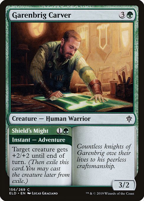 Garenbrig Carver // Shield's Might (156) [Throne of Eldraine]