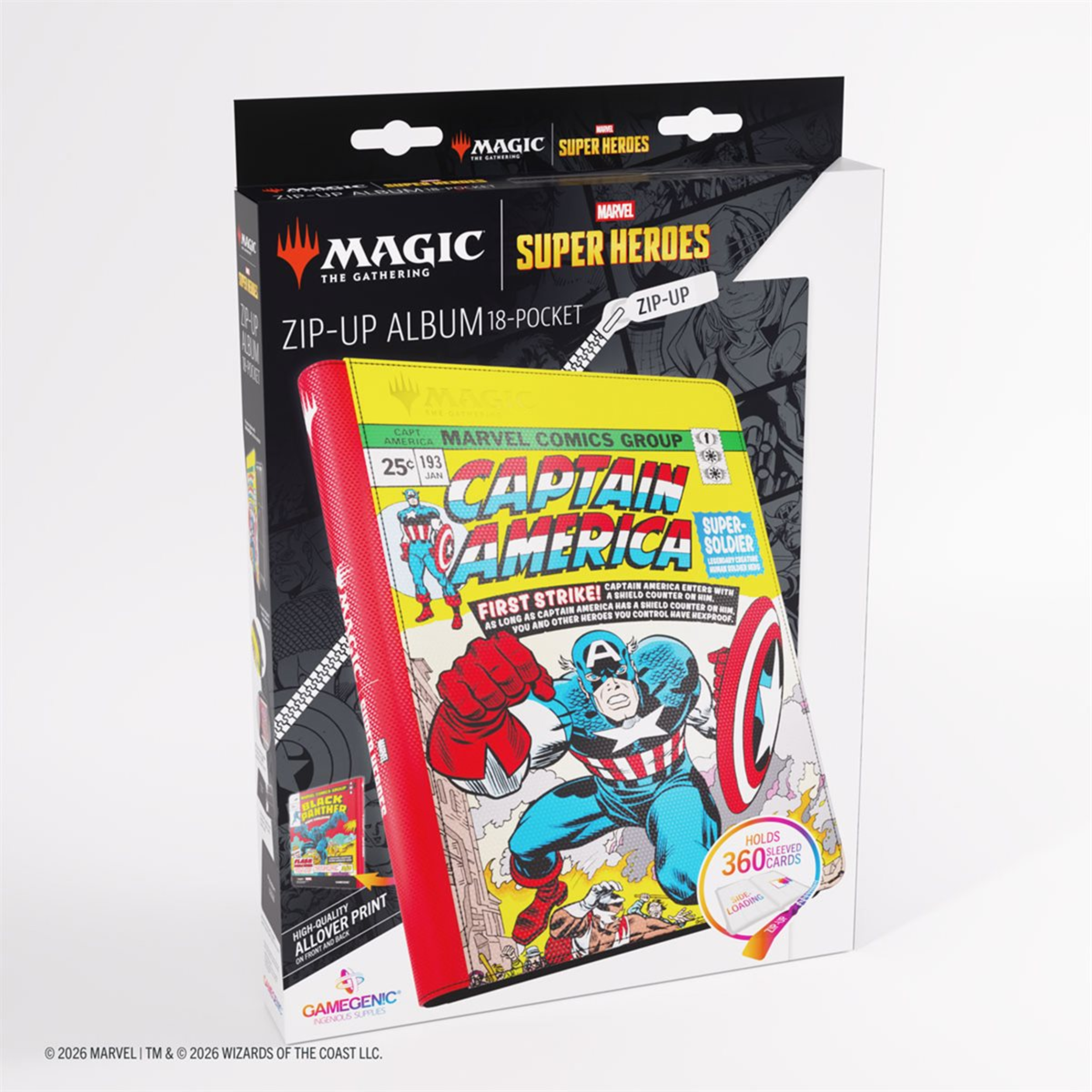 Marvel Super Heroes: Zip-Up Album 18-Pkt: Captain America /Black Panther