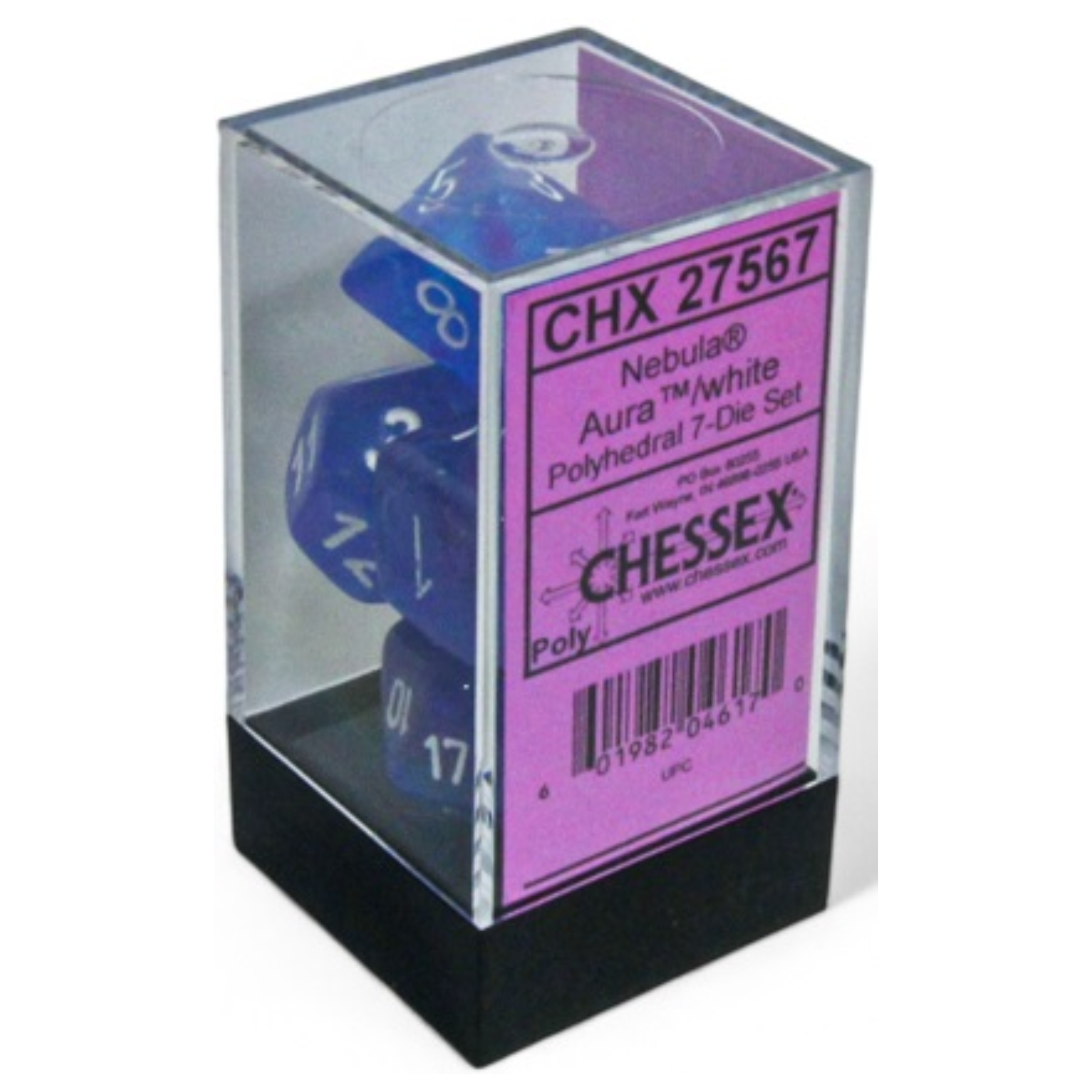 CHX27567 Nebula Aura/White Luminary 7 Piece Polyhedral Dice Set