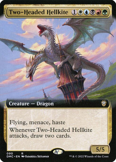 Two-Headed Hellkite (90) [Dominaria United Commander] [Extended Art]