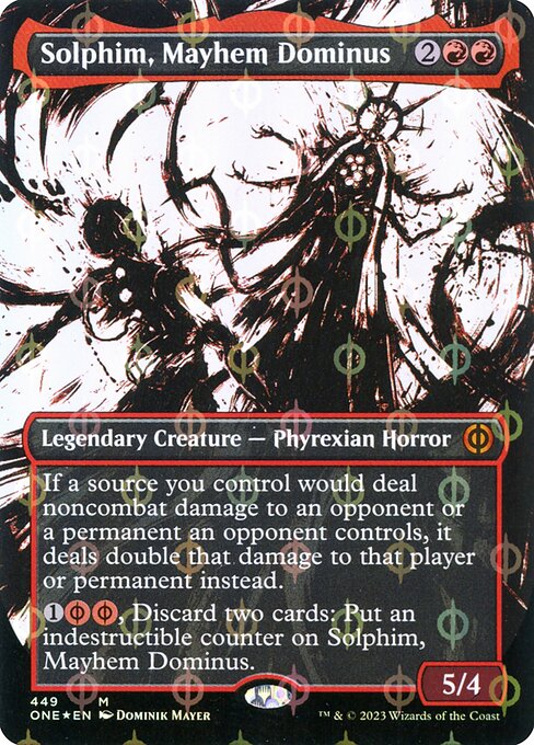 Solphim, Mayhem Dominus (449) [Phyrexia: All Will Be One] [Showcase, Borderless]