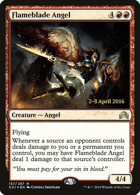 Flameblade Angel (157s) [Shadows over Innistrad Promos]