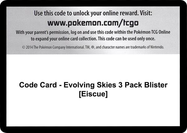 Code Card - Evolving Skies 3 Pack Blister [Eiscue] [SWSH07 Evolving Skies]