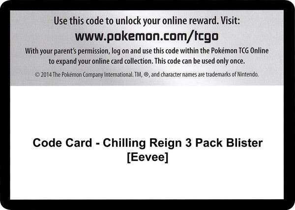 Code Card - Chilling Reign 3 Pack Blister [Eevee] [SWSH06 Chilling Reign]