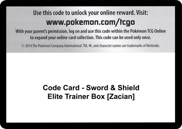Code Card - Sword & Shield Elite Trainer Box [Zacian] [SWSH01 Sword and Shield Base Set]