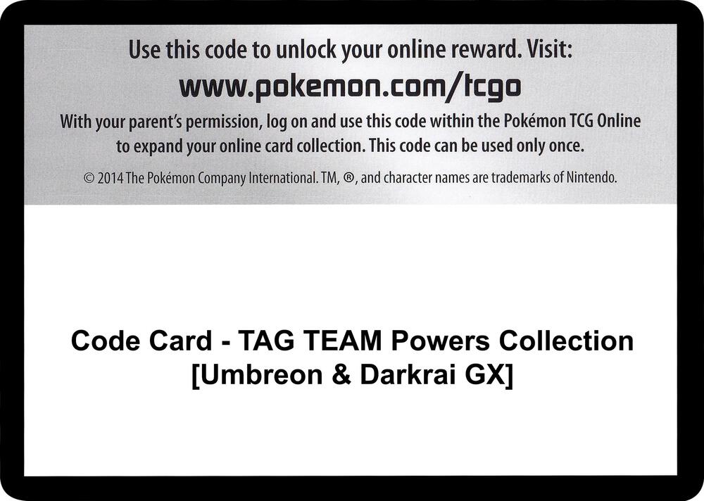 Code Card - TAG TEAM Powers Collection [Umbreon & Darkrai GX] [Miscellaneous Cards and Products]