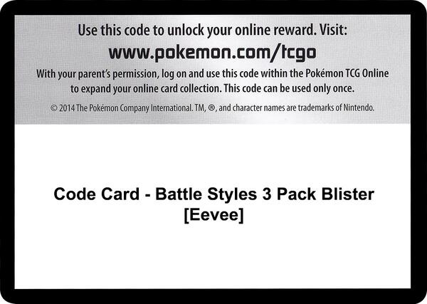 Code Card - Battle Styles 3 Pack Blister [Eevee] [SWSH05 Battle Styles]