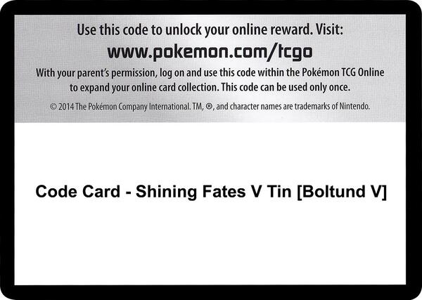 Code Card - Shining Fates V Tin [Boltund V] [Shining Fates]