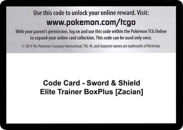 Code Card - Sword & Shield Elite Trainer Box Plus [Zacian] [SWSH04 Vivid Voltage]