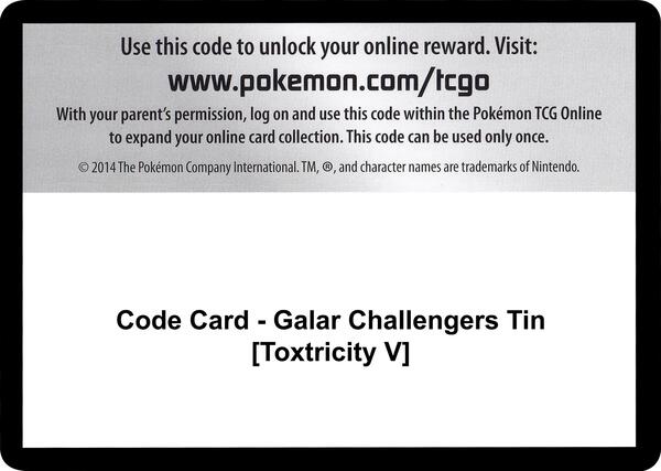 Code Card - Galar Challengers Tin [Toxtricity V] [Miscellaneous Cards and Products]