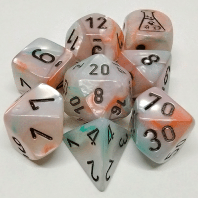 CHX30056 Lustrous Sea Shell/Black 7pc Lab Dice image 0