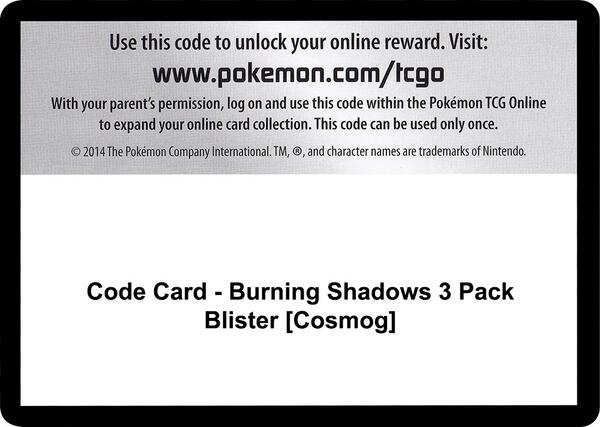 Code Card - Burning Shadows 3 Pack Blister [Cosmog] [SM Burning Shadows]