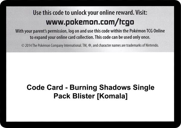 Code Card - Burning Shadows Single Pack Blister [Komala] [SM Burning Shadows]