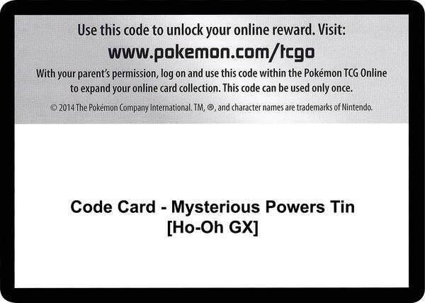 Code Card - Mysterious Powers Tin [Ho-Oh GX] [SM Burning Shadows]