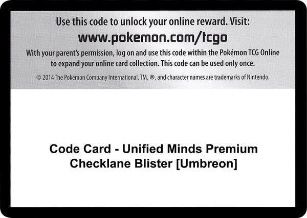 Code Card - Unified Minds Premium Checklane Blister [Umbreon] [SM Unified Minds]