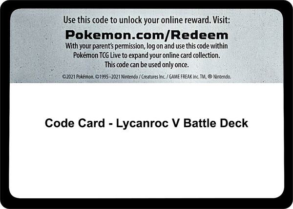 Code Card - Lycanroc V Battle Deck [Miscellaneous Cards and Products]
