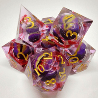 Liquid Core Red and Purple Bloodlines Dragon Eye 7 Piece Dice Set image 0