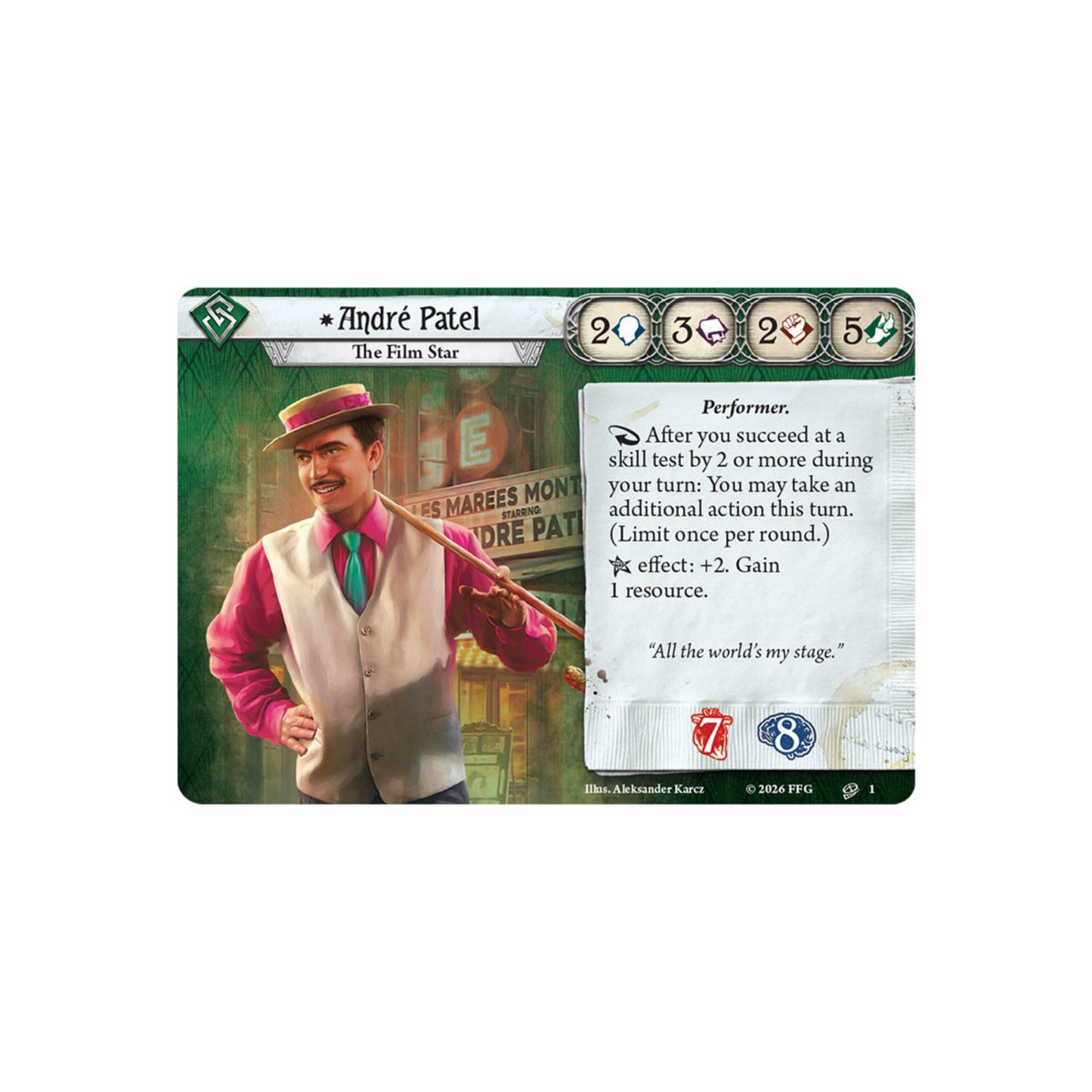 Arkham Horror Andre Patel Investigator Deck