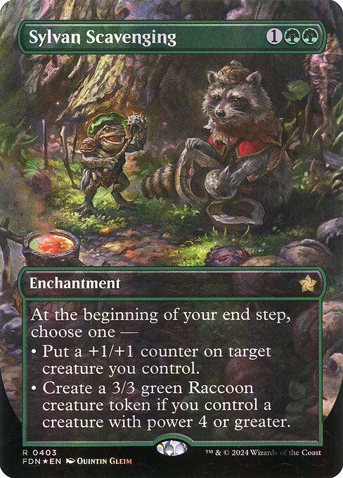 Sylvan Scavenging (Borderless) (Mana Foil) (403) [Foundations]