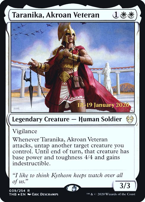 Taranika, Akroan Veteran (39s) [Theros Beyond Death Promos]