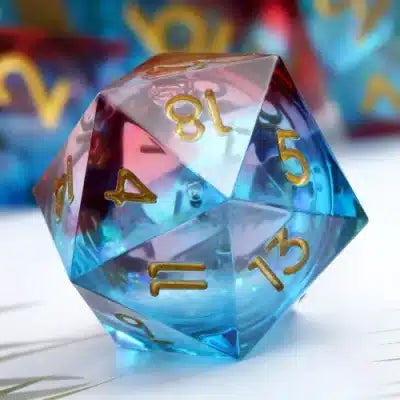 Liquid Core Blue-Red with Gold 33mm D20 image 0