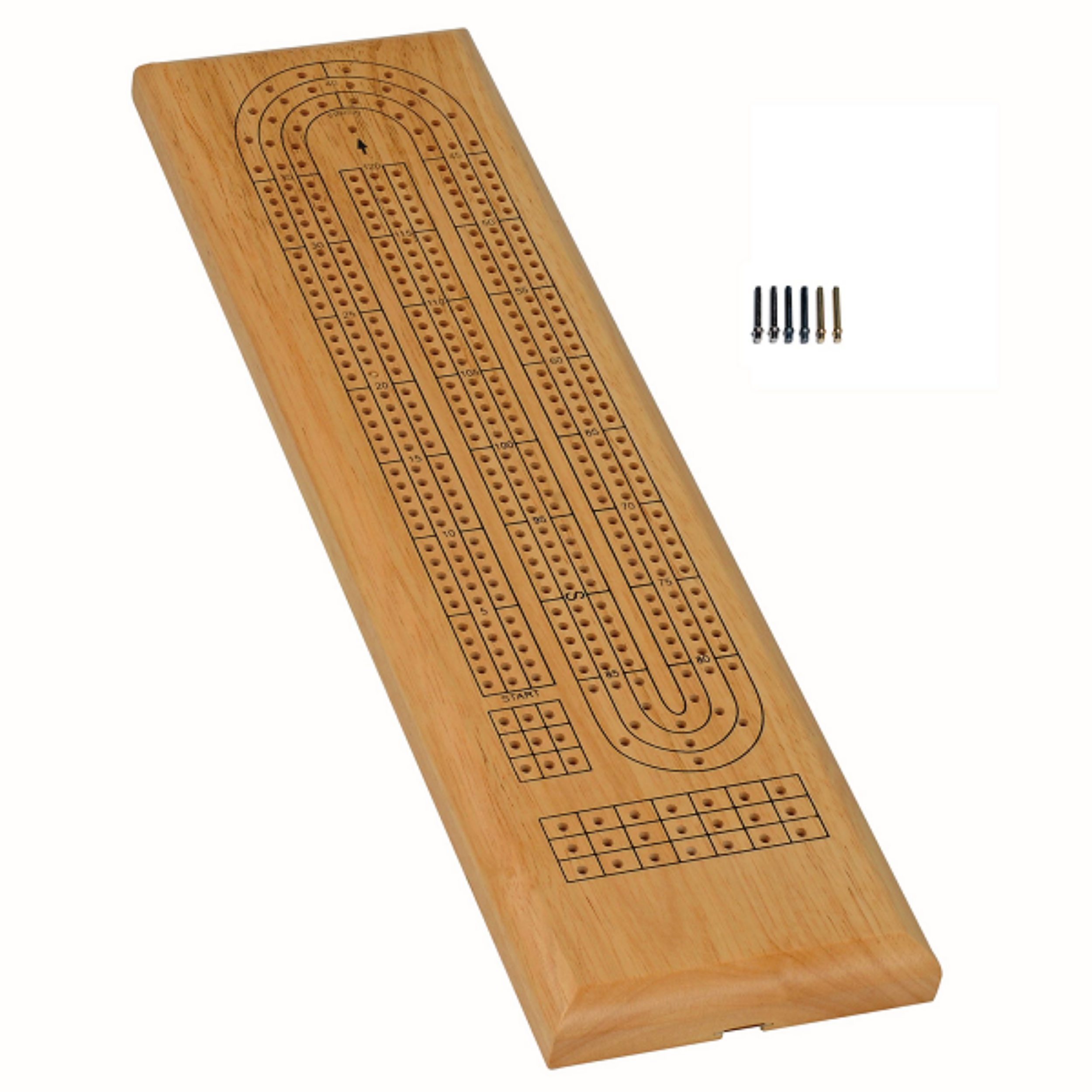 3-Track Natural Wood Cribbage Board